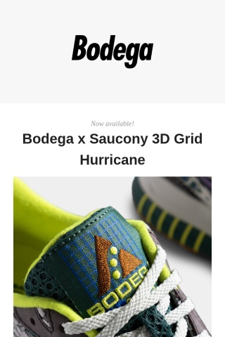 Now available! Bodega x Saucony 3D Grid Hurricane