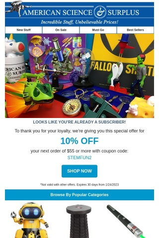 Your 10% loyal subscriber discount has arrived!