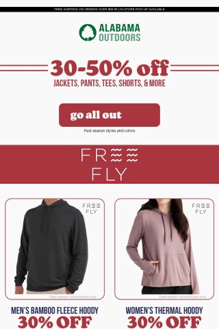 Save on Free Fly, Patagonia, The North Face, and more!