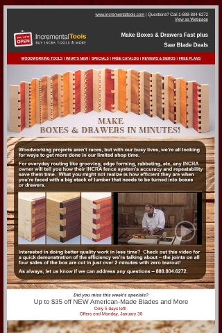 Make Boxes & Drawers Fast plus Saw Blade Deals