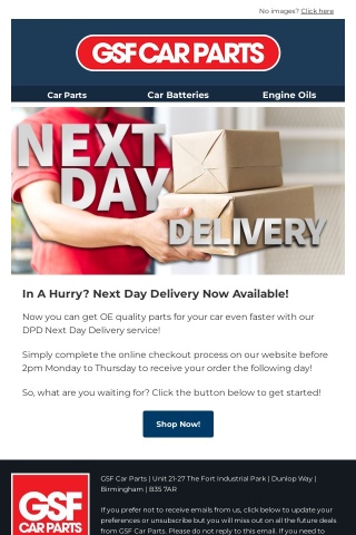 Need Your Parts ASAP? Next Day Delivery Now Available!
