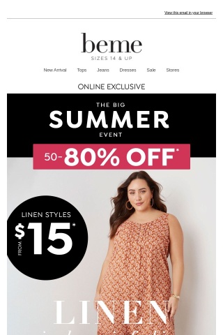 Amazing Fashion Deal! $15* Linen Summer Styles Save up to 80% Off*