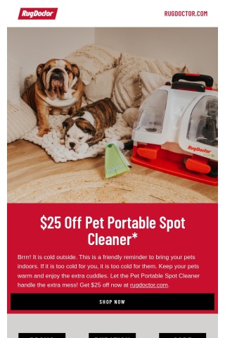 Special Pet Offer! $25 off Rug Doctor Pet Portable Spot Cleaner
