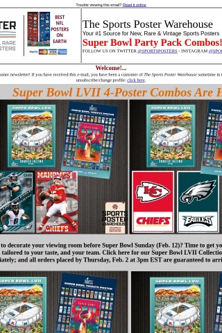 Super Bowl LVII (Eagles Chiefs) 4-Poster Party Packs Shipping Now!