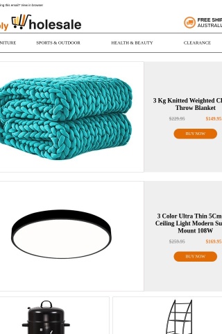 3 Kg Knitted Weighted Chunky Throw Blanket $149.95 | 3 Color Ultra Thin 5Cm Led Ceiling Light Modern Surface Mount 108W $169.95