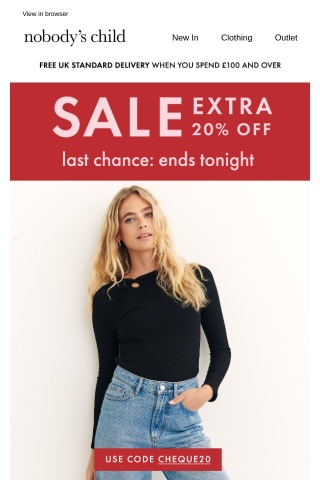 Extra 20% off sale ENDS TONIGHT ⏰