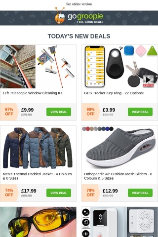 ONLY £9.99! 11ft Telescopic Window Cleaner | GPS Tracker Key Ring £3.99 | Orthopaedic Cushioned Shoes £12.99 | iPhone 5S £49 | Driving Night Vision Glasses £5.99 & More!