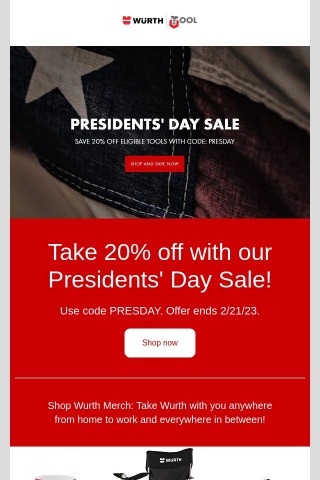 Take 20% off with our Presidents' Day Sale, now through 2/21!