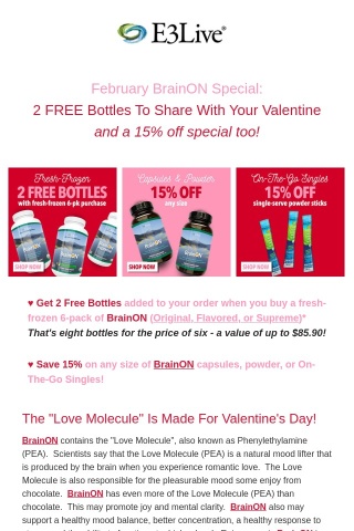 2 FREE BrainON Bottles & a 15% Off Special!