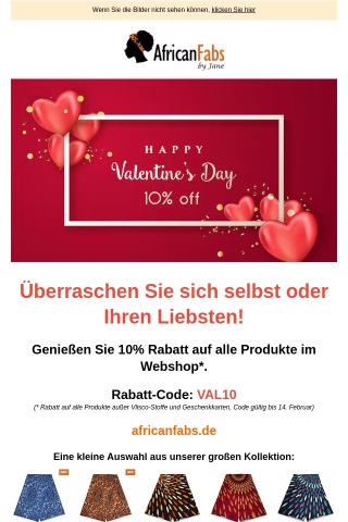 Genießen Sie einen Rabatt von 10% zum Valentinstag!