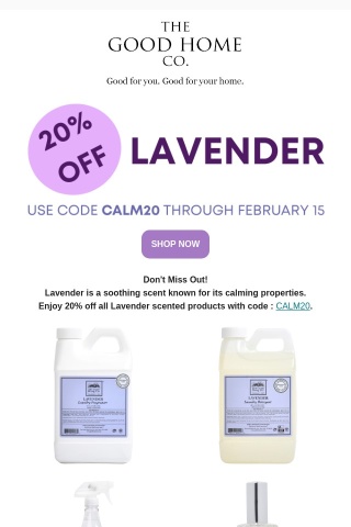 20% off Lavender! Don't Miss Out!