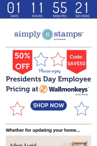 🚨 50% OFF 🚨 Employee Pricing Presidents Day Sale!