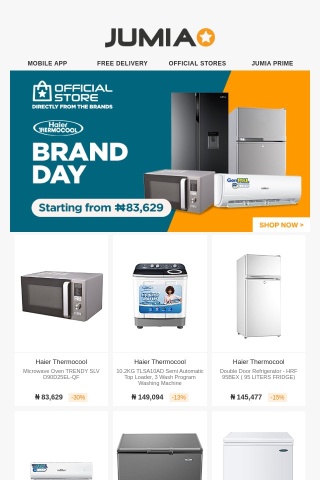 Haier Thermocool Brand Day is Live! Deals Starting from ₦83,629