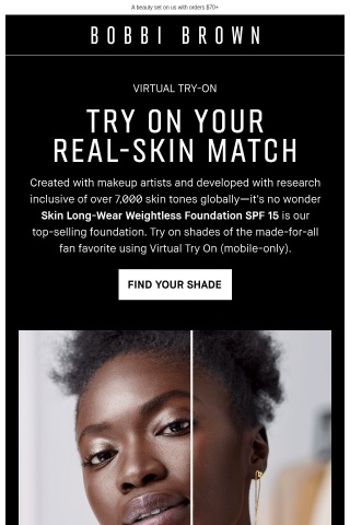 Try on your real-skin match — virtually