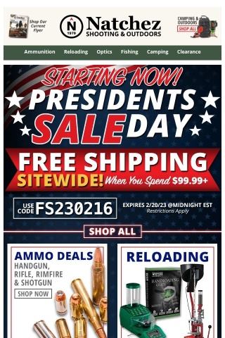 Presidents Day Sale with Free Shipping Sitewide When You Spend $99.99+