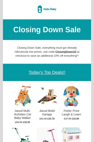 Closing Down Sale, Today’s top deals!