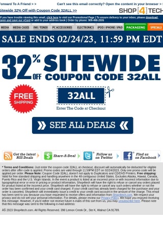 Coupon Code 32ALL - Everything 32% Off