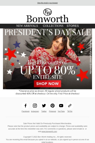 Presidents Day Sale: Up to 80% Off Entire Site