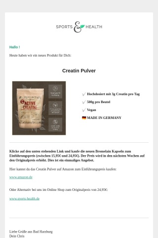 [Großer Rabatt] Neues Produkt: Creatin Pulver