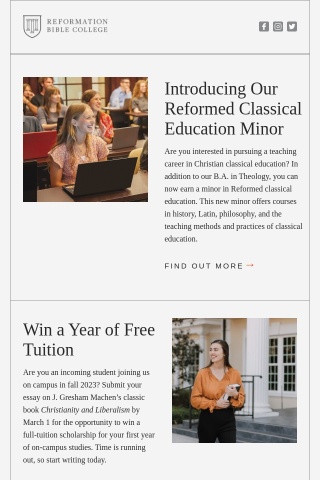 Introducing Our Reformed Classical Education Minor