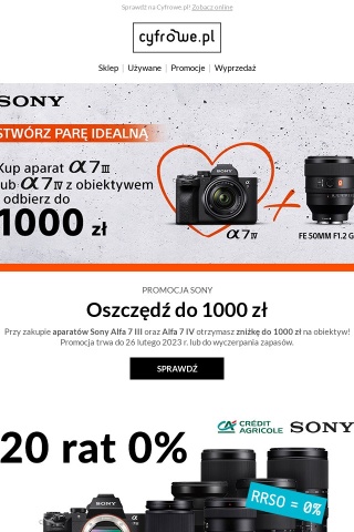 Promocje i oferta ratalna 20x0% na sprzęt Sony!
