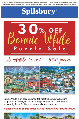 24 HOUR SALE: 30% Of Bonnie White Puzzles