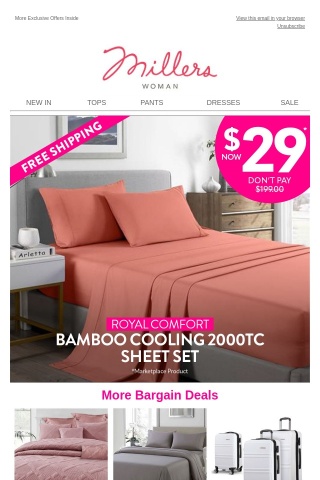 Hot Deal! 2000TC Bamboo Sheet Sets Now $29
