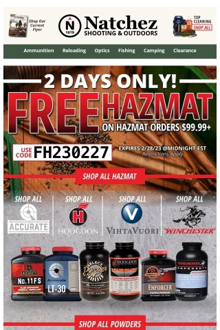 Free Hazmat is Back on Hazmat Orders $99.99+