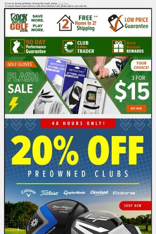 20% Off PREOWNED CLUBS ⚡ Instant SAVINGS! ⚡ LIMITED TIME ONLY!