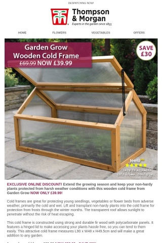 Wooden Cold Frame NOW £39.99! SAVE £30!