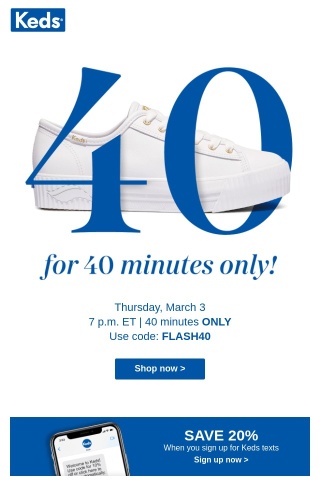 40% off for 40 minutes STARTS NOW