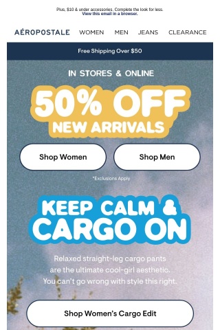 50% Off New Arrivals 👀 Keep Calm & Cargo On