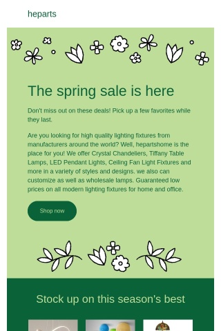 Spring sale announcement-High quality art lighting fixtures for home and office!