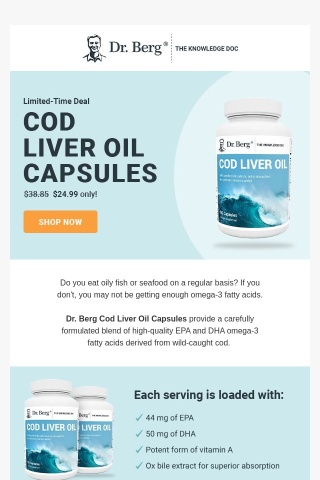 [Limited-Time] Get Cod Liver Oil Capsules at $24.99