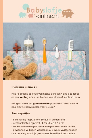 NIEUWE VEILINGEN op Babyslofje-online.nl | bieden vanaf 1 euro