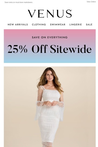 Dresses up to 70% off PLUS 25% off sitewide!