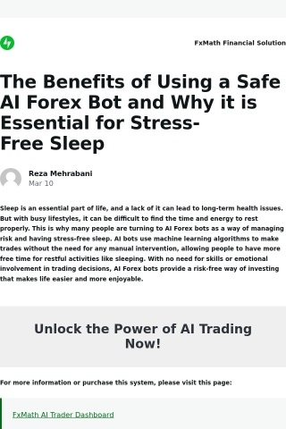 [New post] The Benefits of Using a Safe AI Forex Bot and Why it is Essential for Stress-Free Sleep