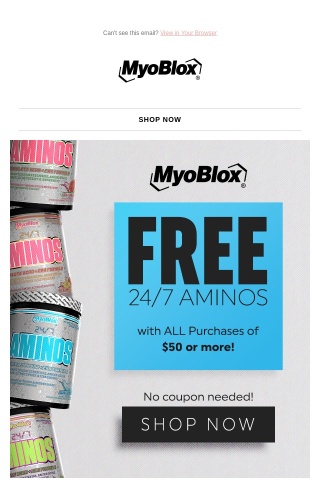 Our 24/7 Aminos Are FREE With A $50 Purchase....