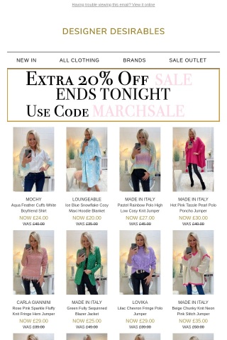 Extra 20% OFF SALE! Ends Tonight!