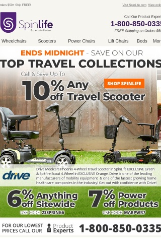 10% Off Travel Scooters Ends At Midnight. Call Today!