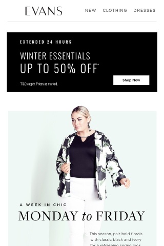 Extended 24 Hours: Up To 50% Off* Winter Essentials!