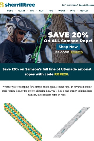 Save 20% on the Strongest Name in Rope