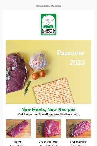 New Meats & Recipes for Passover: Your New Tradition?