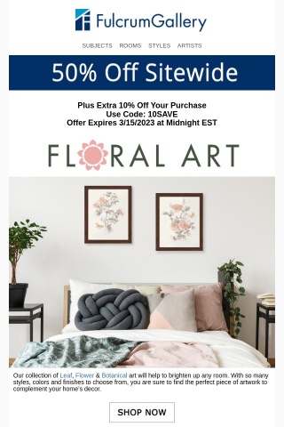 🌹 Floral Art Always a Hit - Extra 10% Off