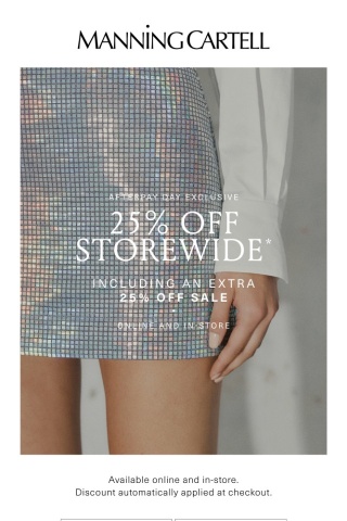 25% Off Storewide* • Afterpay Day
