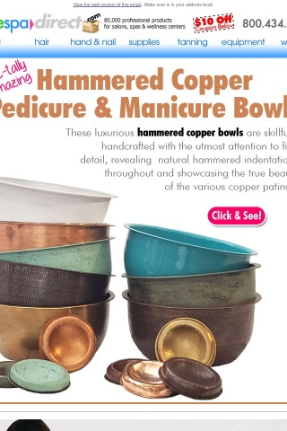 Tim! Copper Pedicure Bowls: Your Clients Will Be TOE-tally Happy + $10 Off $100 or more of any of our 80,000+ products!