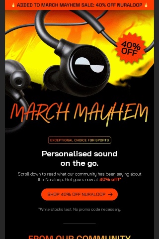 March Mayhem update: 40% off NuraLoop!