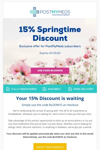 Hurry, our Spring discount ends soon - don't miss out 🌸