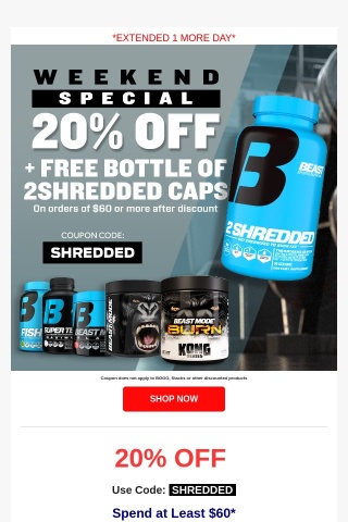 FREE 2Shredded Caps Offer Extended 1 More Day