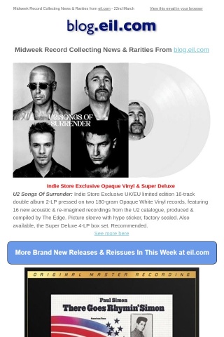 💿 Record Collecting News & Rarities 22nd Mar – U2 colour vinyl, Paul Simon Ultradisc sets, AC/DC, Miles Davis, Pink Floyd & Madonna at eil.com 💿